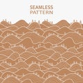 Seamlesspattern with hills, fields and trees.